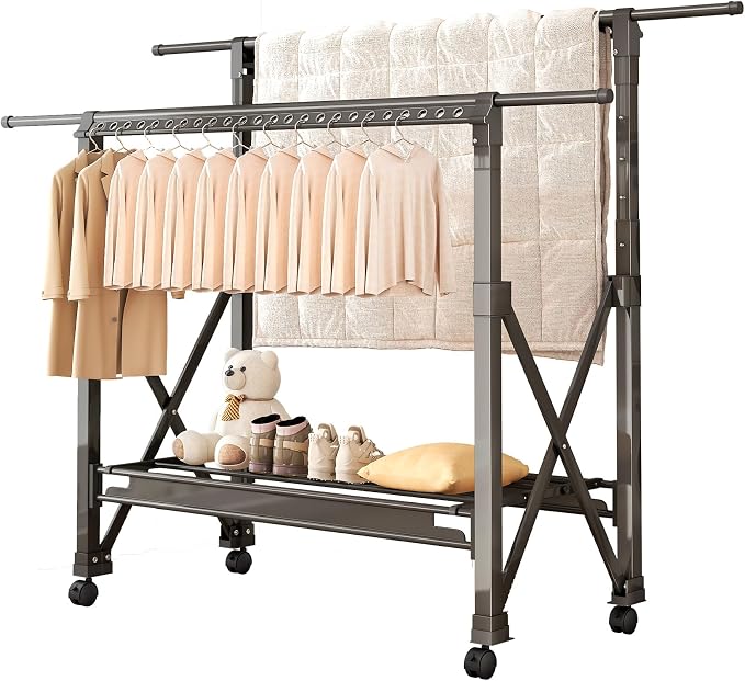 Heavy Duty Rolling Clothing Rack by Unknown