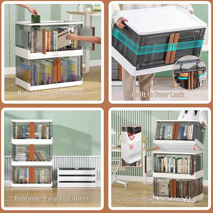 HAIXIN Storage Cabinet, Plastic Shelves Organizer, Folding Storage Box - Image 5