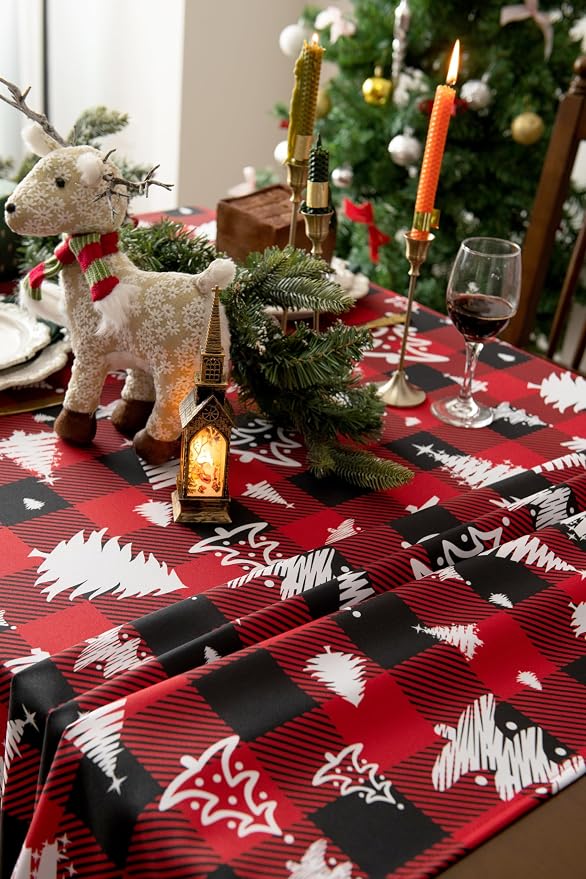Classic Gingham Buffalo Xmas Tablecloth Fabric - Image 7
