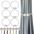 Hion Magnetic Curtain Tiebacks White 6 Pack, Curtain Tiebacks Buckles Holdbacks by Hion