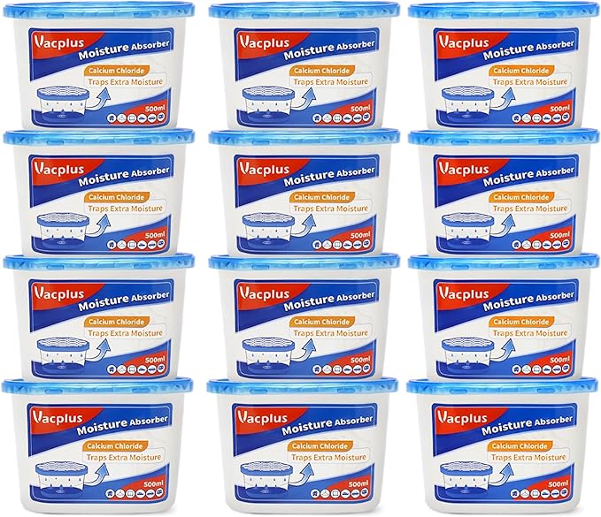 Vacplus Moisture Absorbers 12 Pack, 10.5 Oz, Humidity Absorber Boxes Attracts by Vacplus