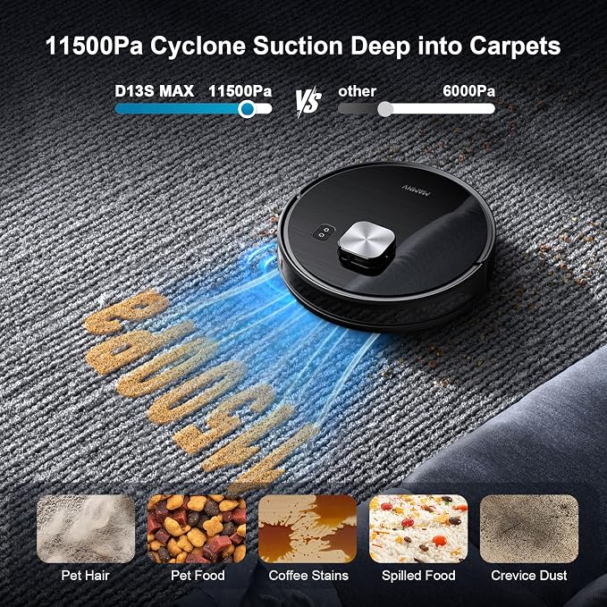 MAMNV Robot Vacuum and Mop, 11500 Pa Suction, 3-in-1 Robotic Vacuum - Image 4