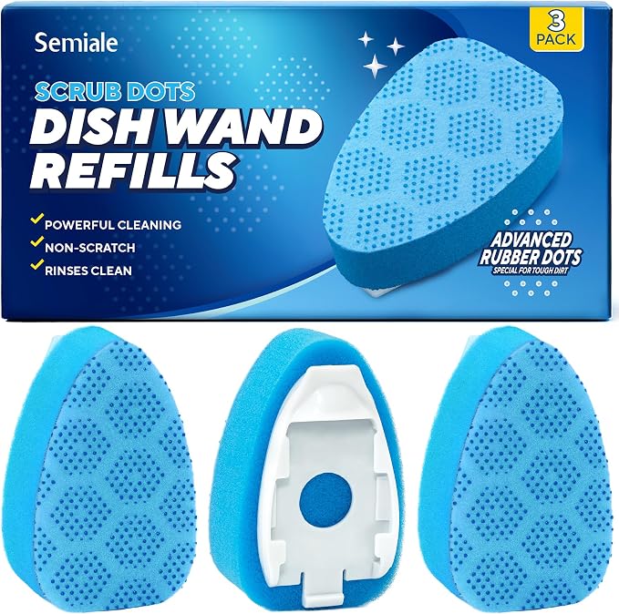Scrub Dots Dishwand Refills Sponge Heads, Dish Wand Refill, Scrubber by Semiale