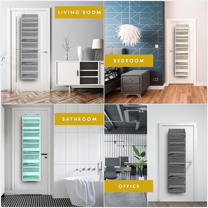 HOMELUX THEORY 2 PC Heavy Duty Over the Door Organizer 55x14x6.7, 6 Large Front - Image 8