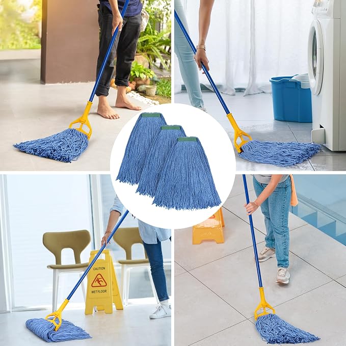 Matthew Cleaning 24oz 3Pack Cotton Floor Mop, Cotton Looped-Open String Heavy - Image 4