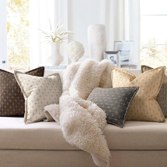 ZWJD 12x20 Pillow Covers Set of 2 Soft Polyester Textured Pillow Covers - Image 4