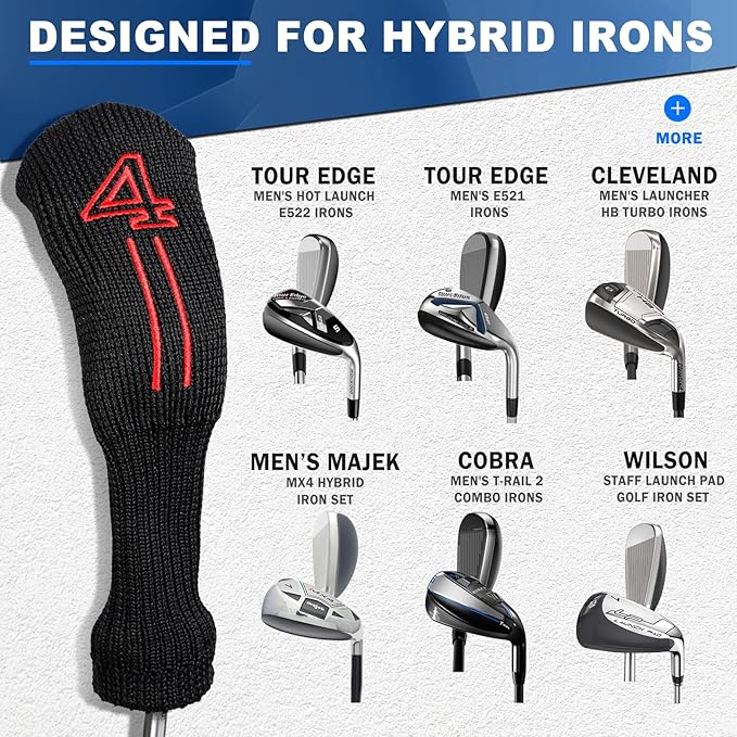 mytag 8PCS Golf Hybrid Iron Covers Set, Knit Hybrid Head Covers, Fits Cobra T - Image 3