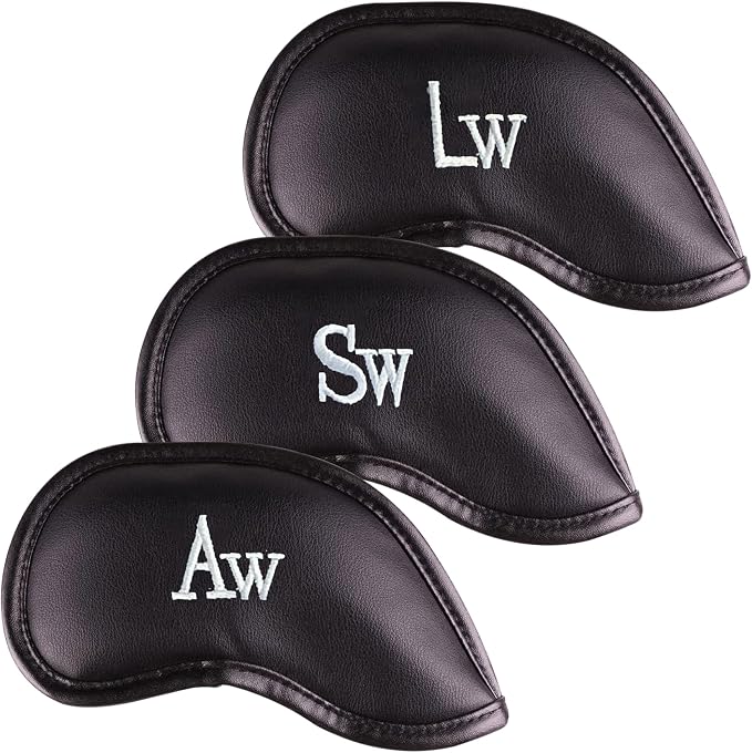 Premium Magnetic Leather Iron and Wedge Golf Club Head Covers | Set of 10 | by AllTeedUp