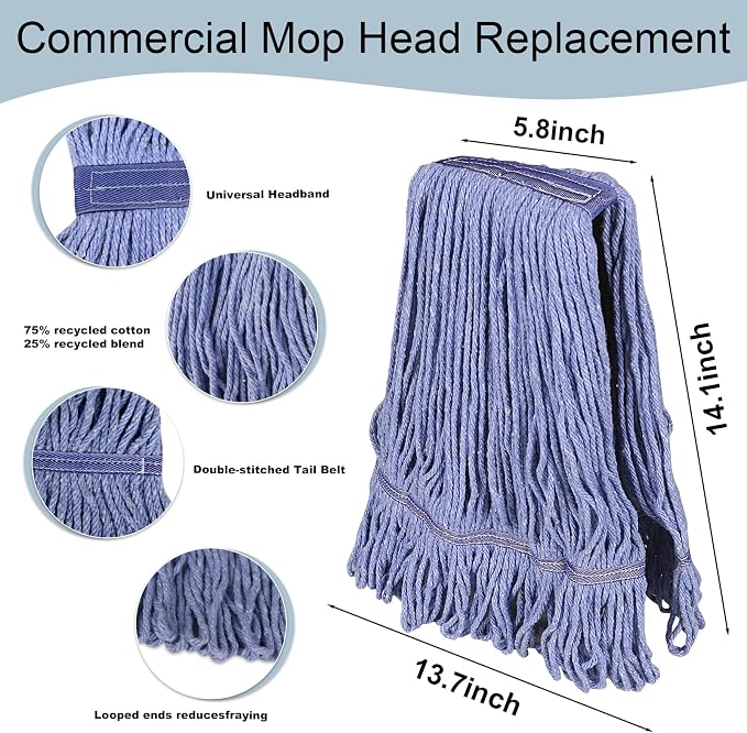 JERIA 16 Pack Heavy Duty Mop Head Replacements, String Mop Head - Image 5
