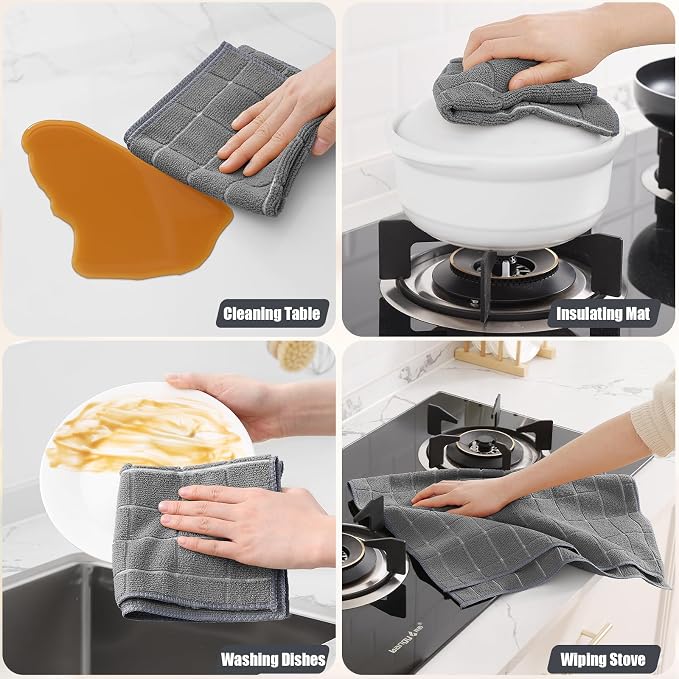 Homaxy Microfiber Kitchen Towels and Dishcloths Set, 12 Pack Soft and Absorbent - Image 5