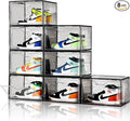 New Gray 8 Pack Shoe Boxes Stackable, Large Shoe Storage Organizer by Amllas