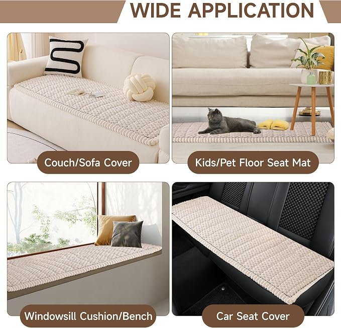 OTOB All Seasons Sofa Covers for 3 Cushion Couch Washable, Fuzzy Non Slip Kids - Image 7