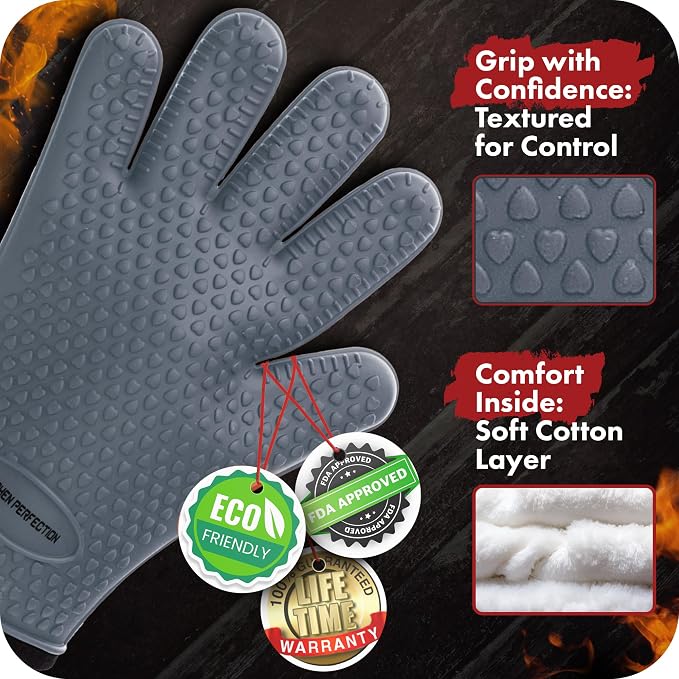 KITCHEN PERFECTION XL Silicone Smoker Oven Gloves - Image 2