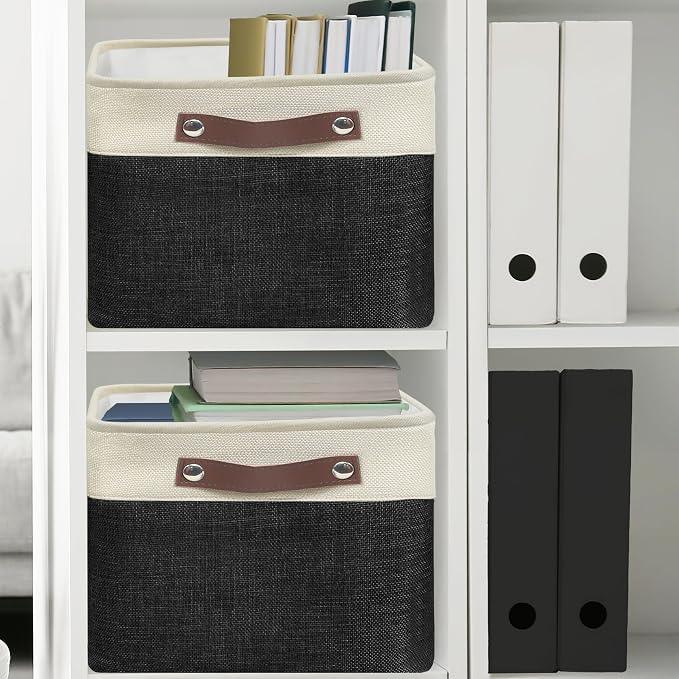 SIMPLE HOUSEWARE Large Fabric Storage Bin, 3 Pack - Image 8