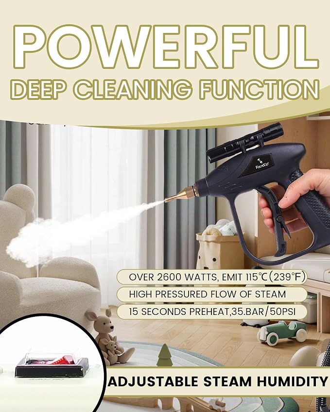 FoundGo 1700W Tankless Handheld Steam Cleaner - Image 3