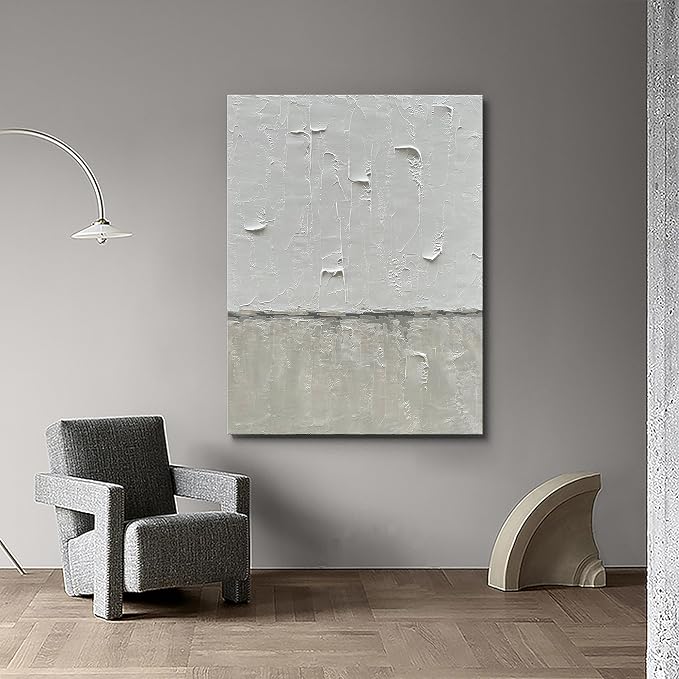 NANKAI Hand Painted Grey and White art Canvas Paintings Minimalist Abstract Oil - Image 5