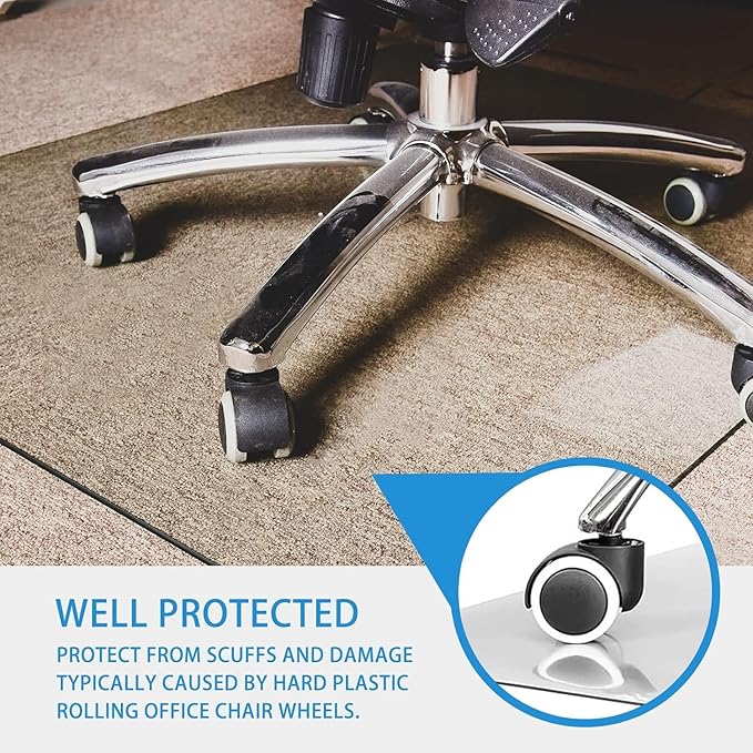 GLSLAND 46" x 55" Tempered Glass Chair Mat Heavy-Duty Floor Protector - Image 6