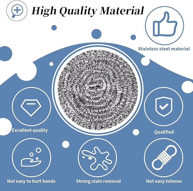 Stainless Steel Scrubber Scrubbing Scouring Pad Sponges Clean Pot Pan and Steel - Image 3