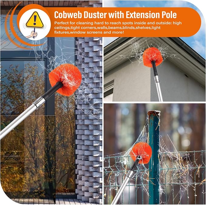 30FT Reach Cobweb Duster with Extension Pole, Spider Web Brush - Image 7