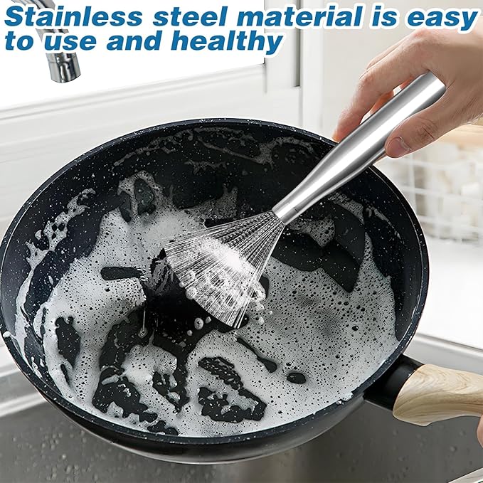 2Pcs 304 Stainless Steel Pot Brushes, Stainless Steel Scrubber Tools Metal - Image 4