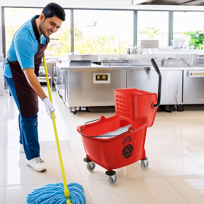 Dryser Commercial Side Press Wringer Combo Mop Bucket, 33 Quart - Image 7
