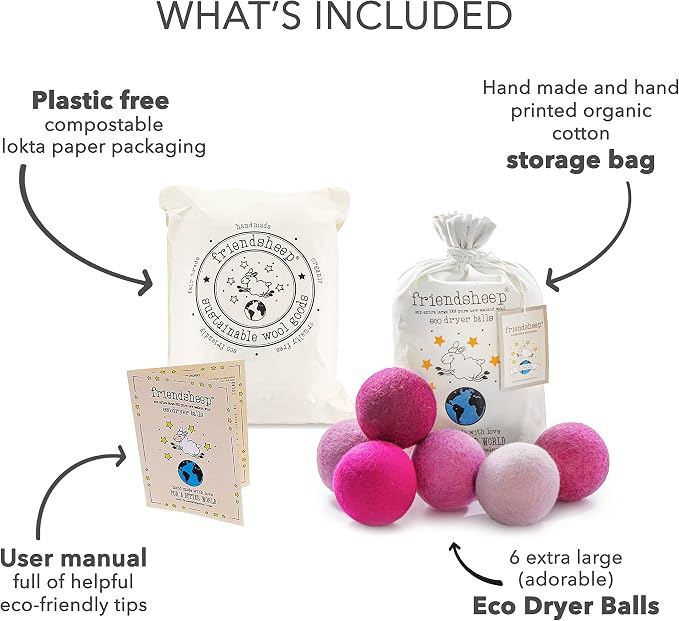 Friendsheep Wool Dryer Balls, Organic Reusable Fabric Softener Alternative - Image 4