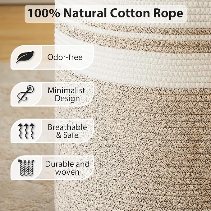 Fiona's magic 100L Extra Large Laundry Hamper Basket, 26.4Gal Tall Woven - Image 4