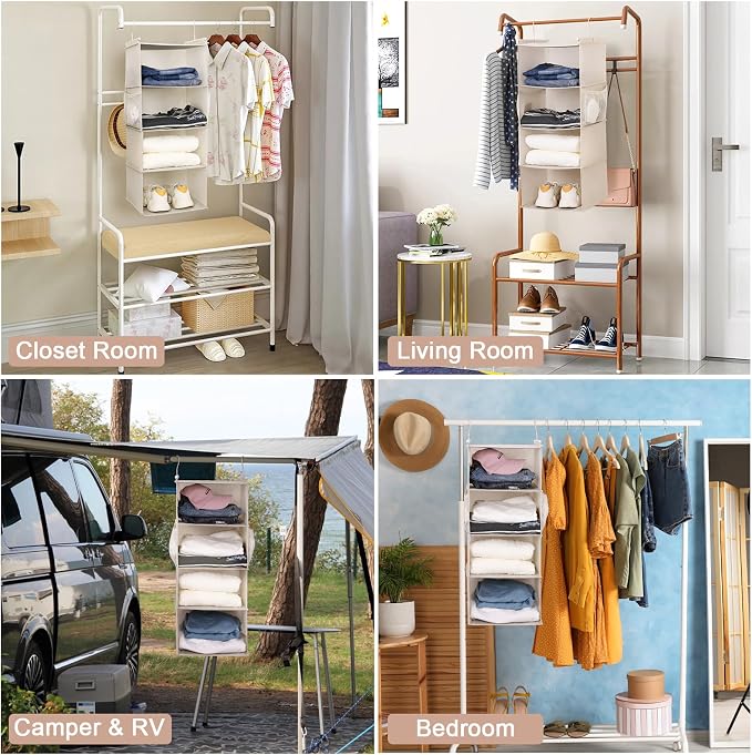 MAX Houser 4 Tier Shelf Hanging Closet Organizer, Space Saver, Closet Hanging - Image 5