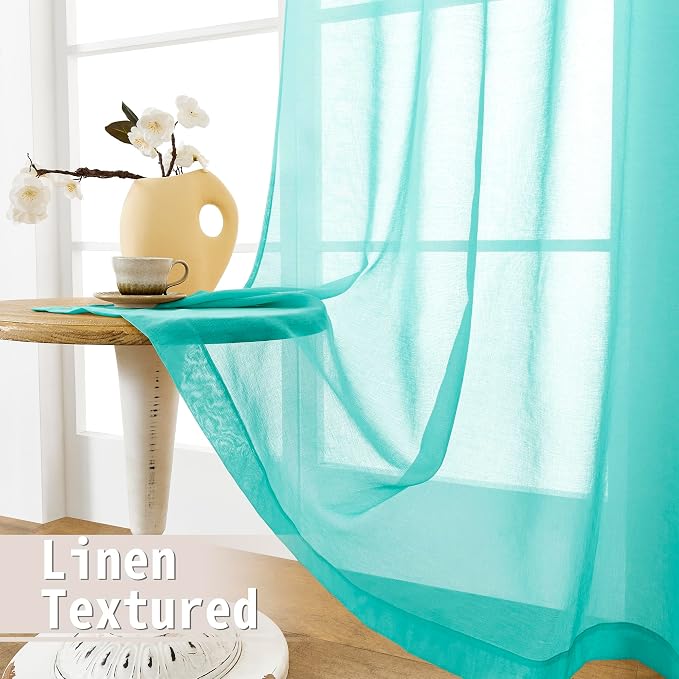 Tollpiz Sheer Door Curtains Closet Linen Textured Curtains Sheer Doorway Light - Image 4