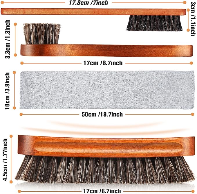 4 Pcs Horsehair Shine Shoes Brush Kit Polish Dauber Applicators Cleaning - Image 3