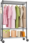 Heavy Duty Rolling Garment Rack 3 Tiers Adjustable Wire Shelving Clothes Rack by MEIGAOPLASTICANDMETALHKCOLIMITED