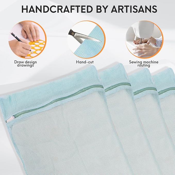 4-Piece Blue Medium Durable Organic Cotton Mesh Laundry Bags - Image 3