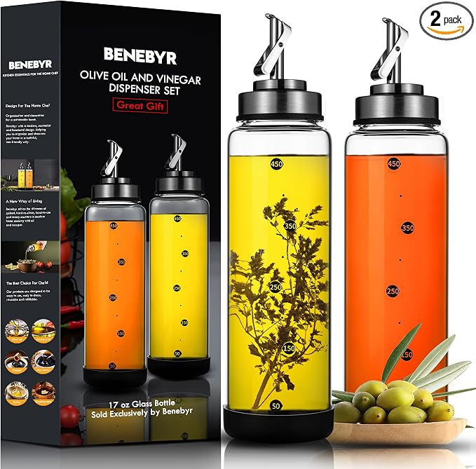 Glass Olive Oil Dispenser Bottle by Benebyr