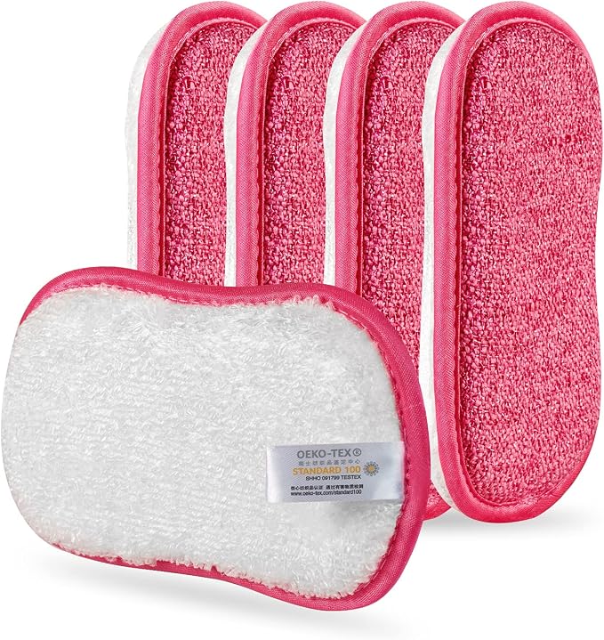 Kitchen Dish Sponge Scrubber Non Scratch, Dishcloth No Odor Reusable Washable by comfso