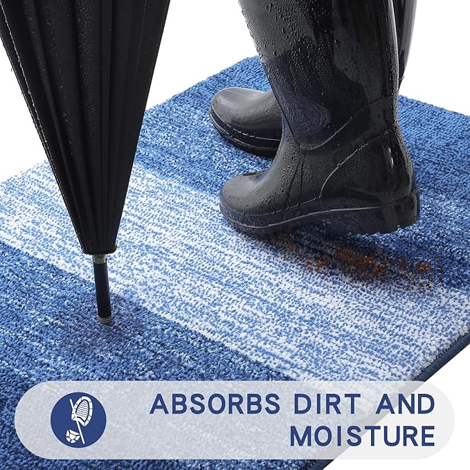 Kitinjoy Indoor Outdoor Door Mat, 71x47 Non-Slip Absorbent Dirt Trapper - Image 2