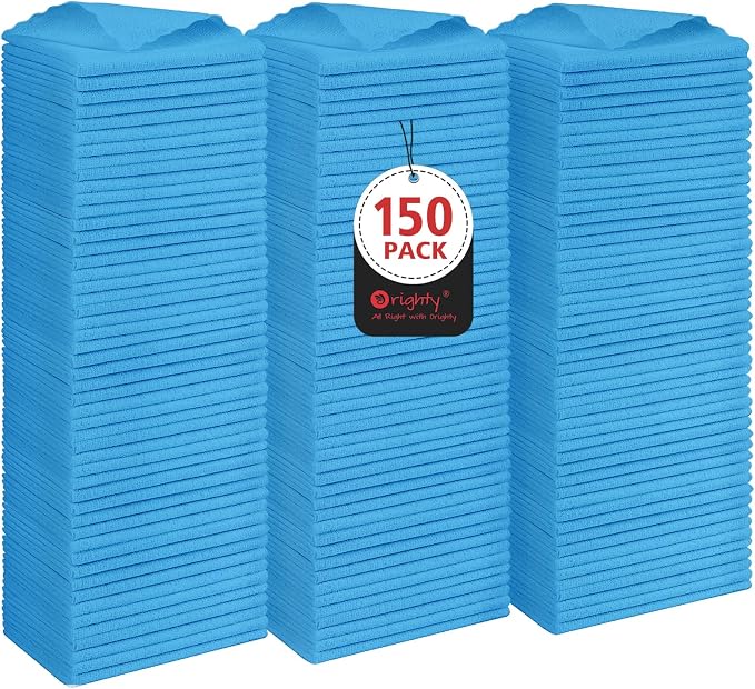 Orighty Cleaning Cloths Bulk, 150 Pack Shop Rags Reusable, Microfiber Cleaning by AllRightinOrighty