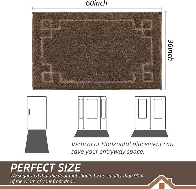 BEQHAUSE Door Mat 36" x 60", Non-Slip Door Mats Indoor Entryway Rugs Washable - Image 2