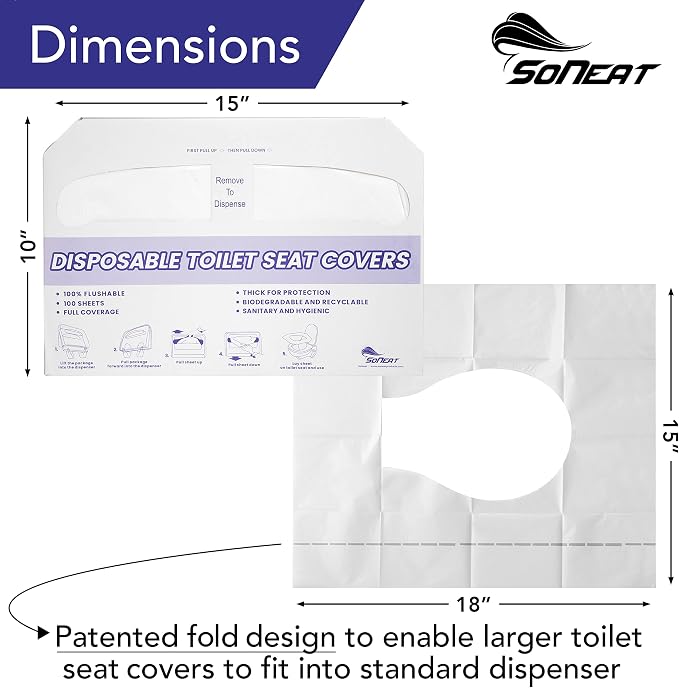Disposable Toilet Seat Covers XL Half Fold Flushable – 200 Sheets 2 Pack - Image 3