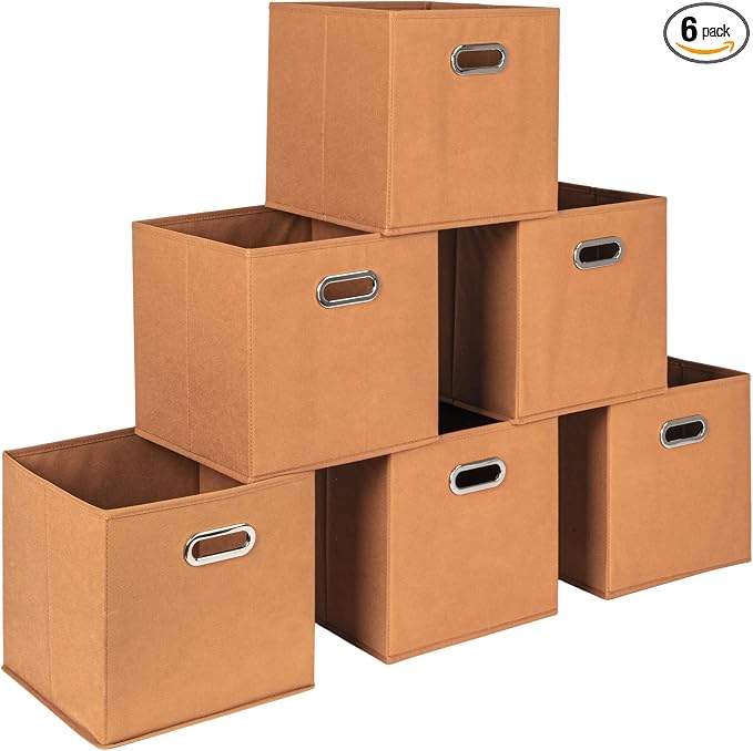 Household Essentials Fabric Storage Bins 6 Piece Set, Terracotta Color by HouseholdEssentials