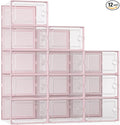 Kuject X-Large Shoe Storage Boxes Organizers Clear Plastic Stackable 12 Pack by Kuject