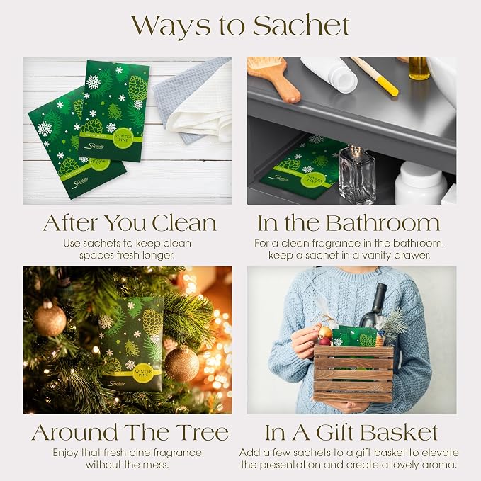 Winter Pine Scented Sachets Pack of 3, Long-Lasting Scented Bags, Home Fragrance - Image 5