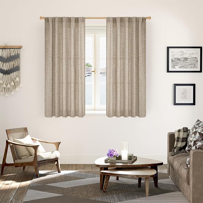 YoungsTex Dark Oatmeal Linen Curtains 54 Inch Length - Image 2
