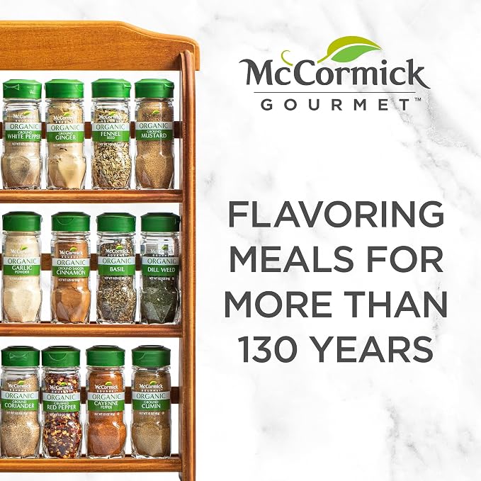 McCormick Gourmet Three Tier Wood 24 Piece Organic Spice Rack Organizer - Image 18