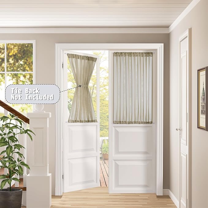 Tollpiz Short Sheer Door Curtain Closet Linen Textured Curtain Sheers Doorway - Image 2
