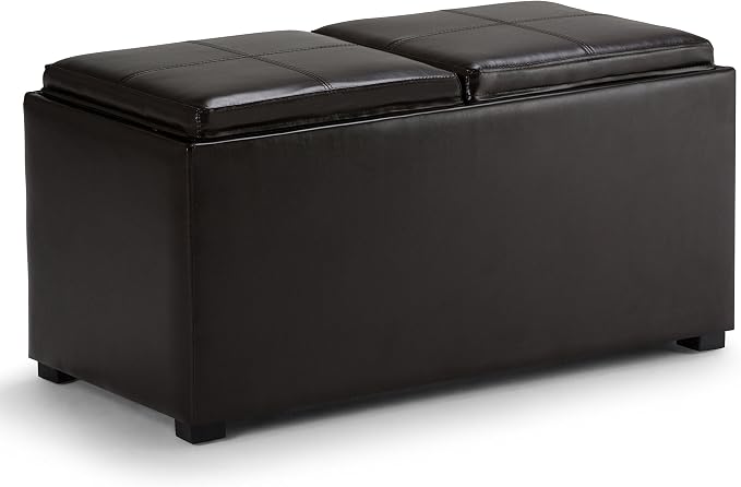 SIMPLIHOME Avalon 35 inch Wide Contemporary Rectangle 5 Pc Storage Ottoman in by SimpliHome