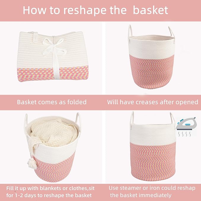 Cotton Rope Laundry Basket Hamper - Image 6