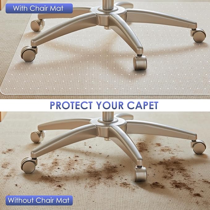 Kuyal Office Chair Mat for Carpet, 45x53 Clear Heavy Duty Computer Chair Mat - Image 4