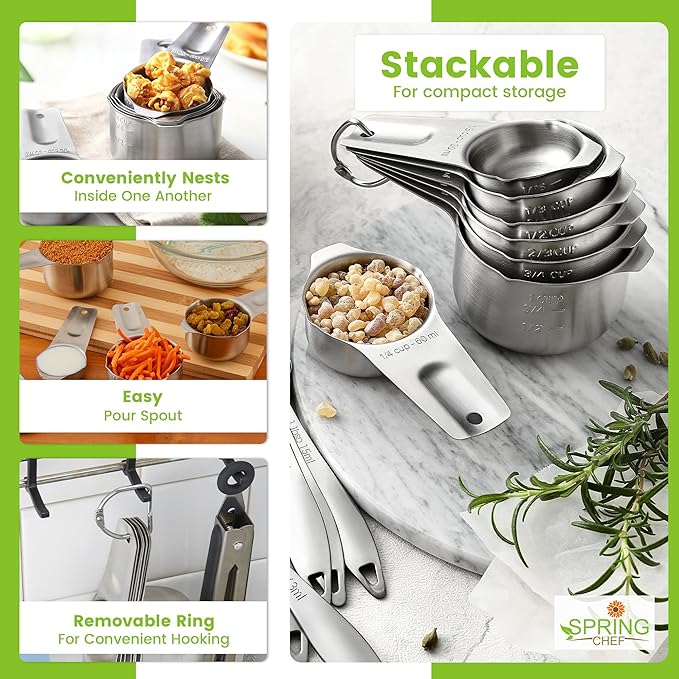 Spring Chef Stainless Steel Measuring Cups Set of 7 - Image 7