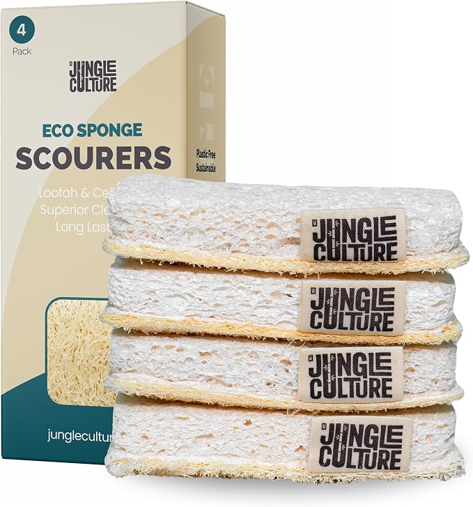 Jungle Culture Eco Sponge Set of 4 • Eco Friendly Natural Dishwashing Sponges • by JungleCulture