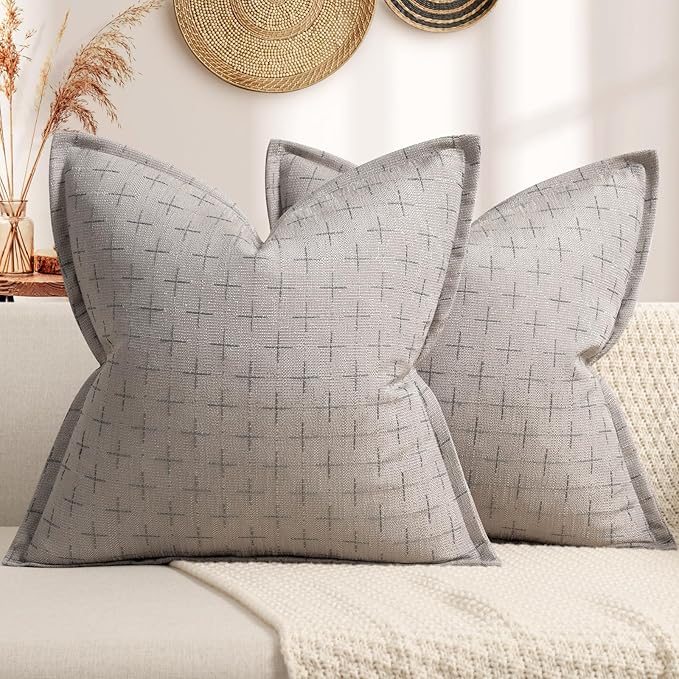 Pillow Covers 24x24 Set of 2 Soft Polyester Textured Pillow Covers by ZWJD